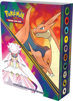 Contraportada del mini portafolio Pokémon con Mega Charizard Y y Mega Diancie
