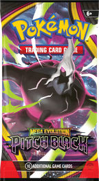 Sobre Pokémon TCG Mega Evolution Pitch Black en inglés con Mega Darkrai en la portada