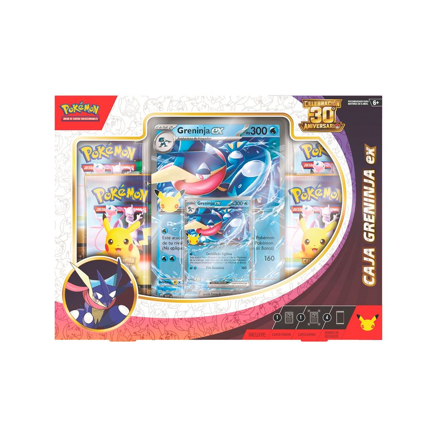 Caja Greninja ex Pokémon TCG Celebración 30.º Aniversario en español, vista frontal