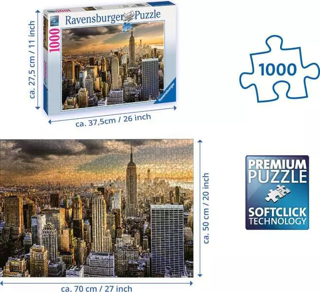 Medidas del puzzle armado 70 x 50 cm y de la caja 37,5 x 27,5 cm
