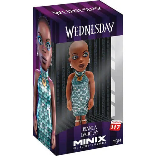 Empaque Minix Bianca Barclay en ángulo, con ilustración lateral del personaje