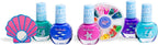 Esmaltes Martinelia en tonos marinos, lima de concha y rueda de decoraciones