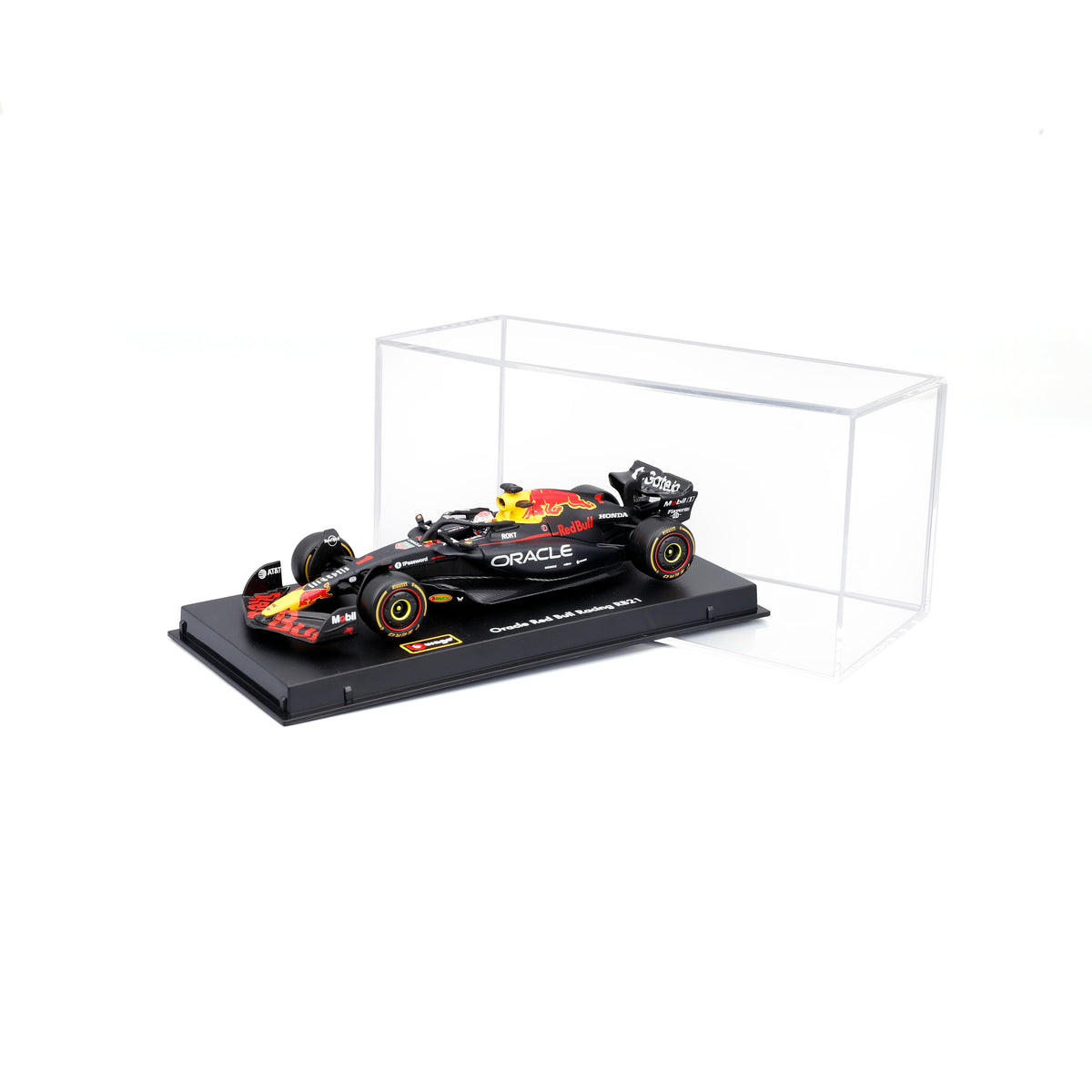 Red Bull Racing RB21 #1 escala 1:43 sobre base negra con vitrina transparente