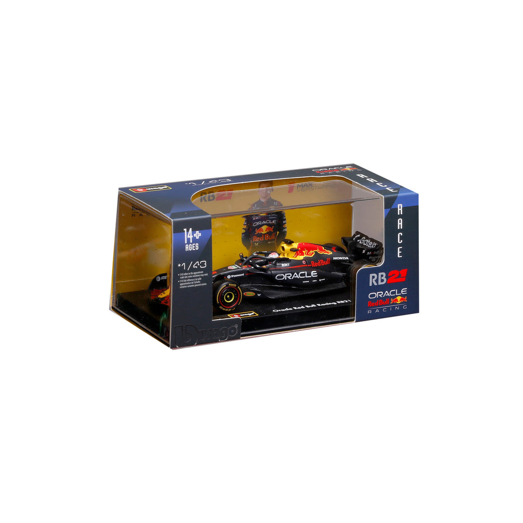Caja Bburago Race del Red Bull RB21 escala 1:43 con vitrina, edad 14+