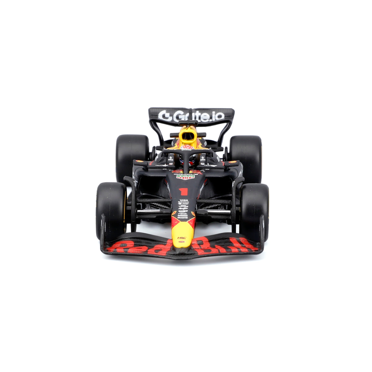 Vista frontal del Red Bull RB21 número 1 con alerón delantero