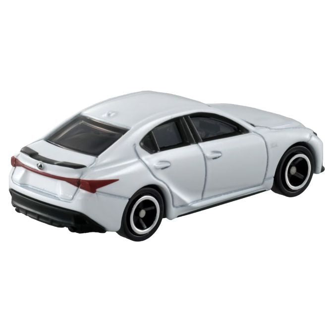Tomica Lexus IS 350 F Sport vista trasera con focos y alerón