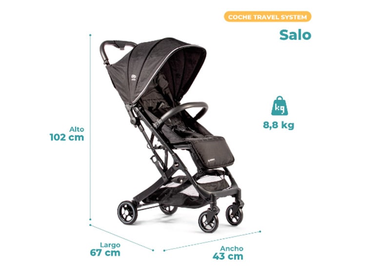 Pikaboo Salo Coche Travel System Compacto Negro con Silla Nido – vista 1