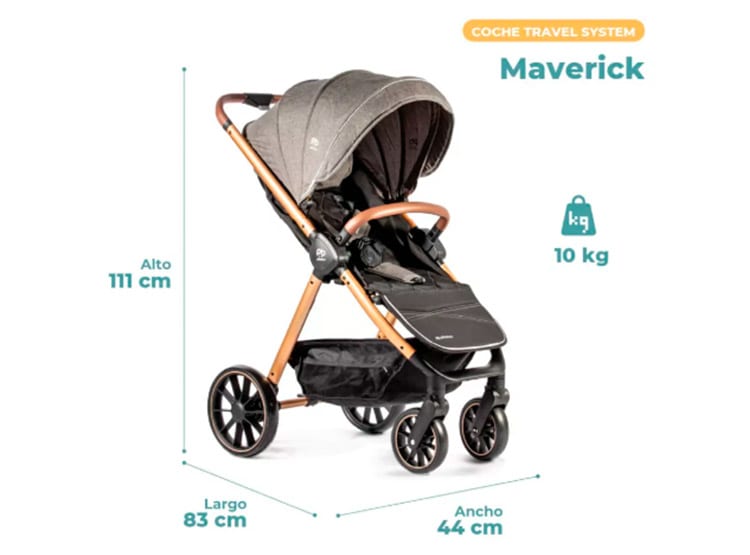 Pikaboo Maverick Coche Travel System Negro con Silla de Auto – vista 2