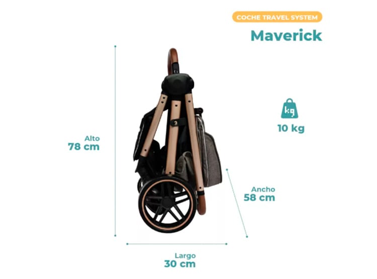 Pikaboo Maverick Coche Travel System Negro con Silla de Auto – vista 1