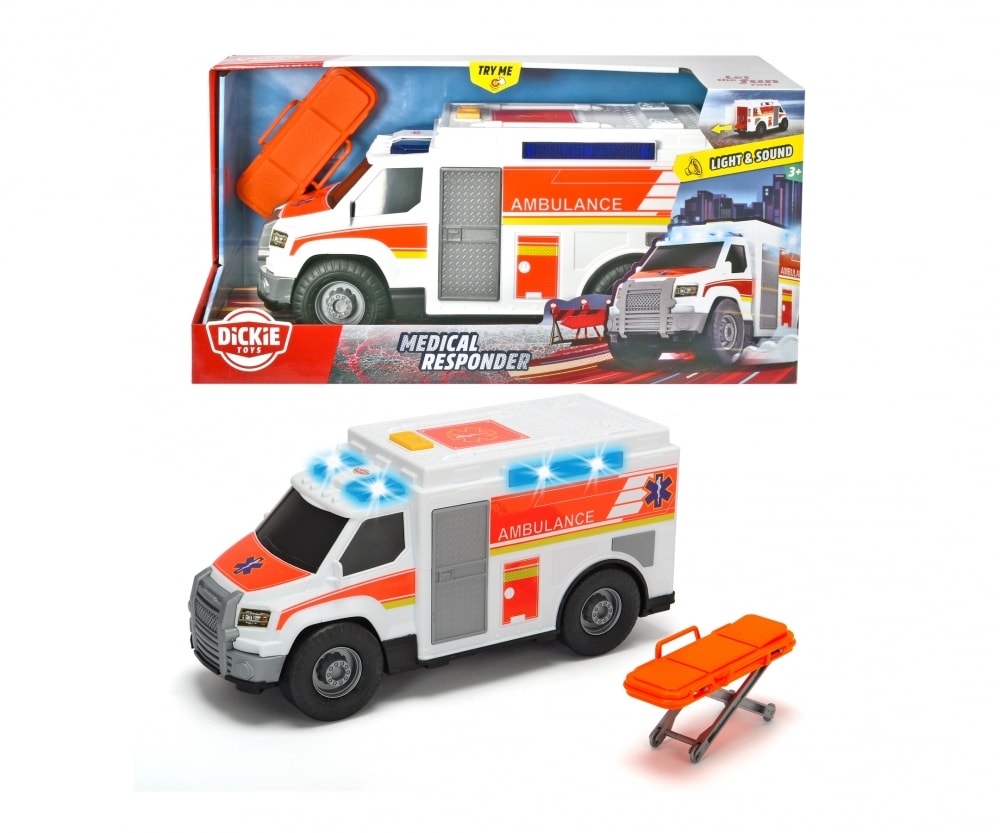 Dickie Toys Medical Responder Ambulancia con Luz, Sonido y Camilla – vista 1