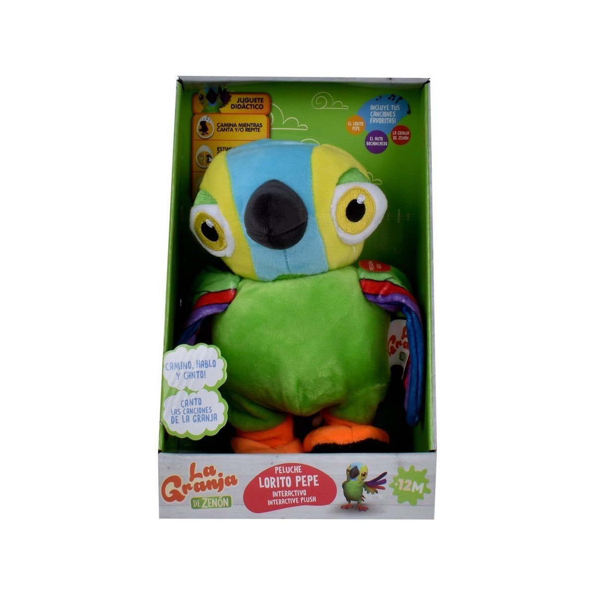 Caja del peluche interactivo Lorito Pepe de La Granja de Zenón