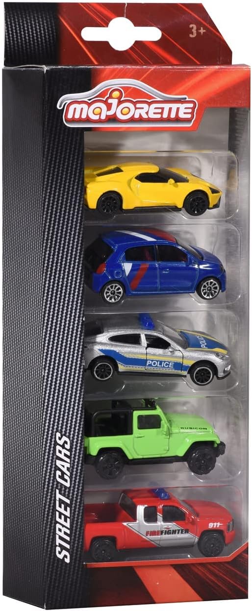 Empaque Majorette Street Cars con 5 autos, ejemplo de uno de los sets del surtido