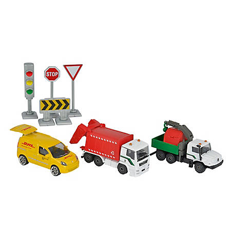 Majorette City Theme Set 3 Vehículos de Ciudad con Señales de Tránsito – vista 1