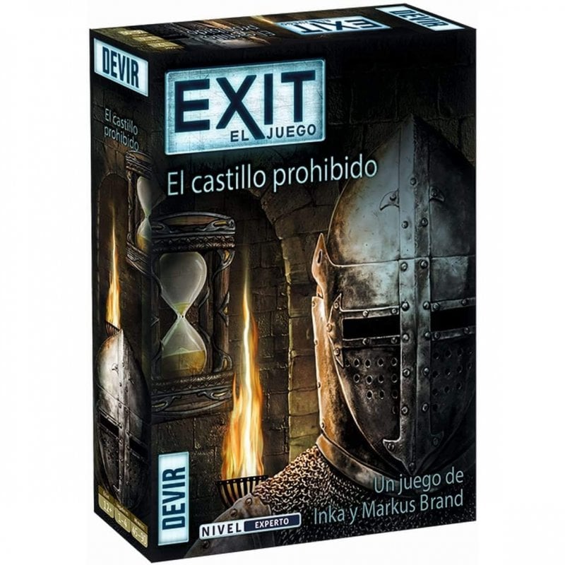 Caja del juego Exit El castillo prohibido de Devir con caballero en armadura