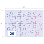 Esquema del puzzle de 20 piezas armado: 27 x 19 cm