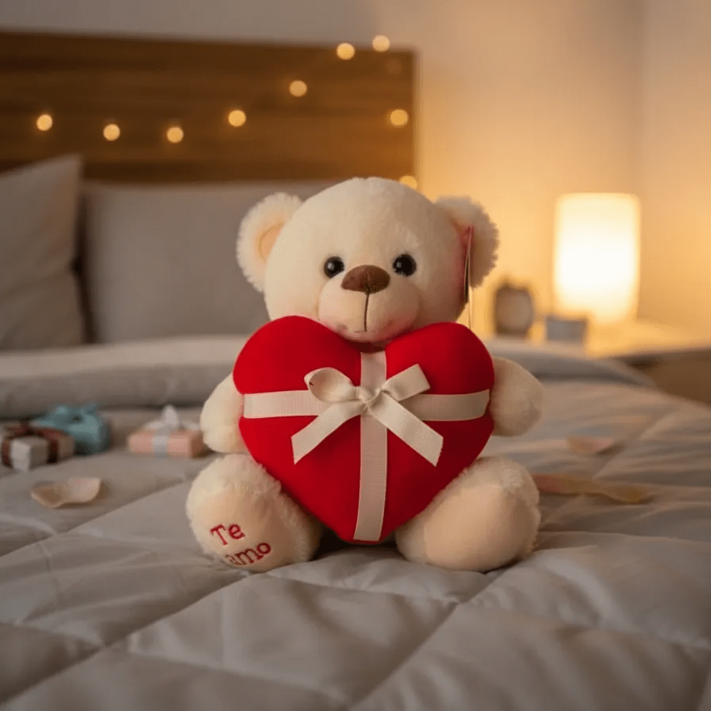 Peluche Oso con Corazón Blanco o Marrón – vista 2