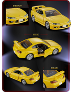 Vistas frontal, lateral y trasera del Nissan Silvia S15 Tomica Premium con puertas abiertas