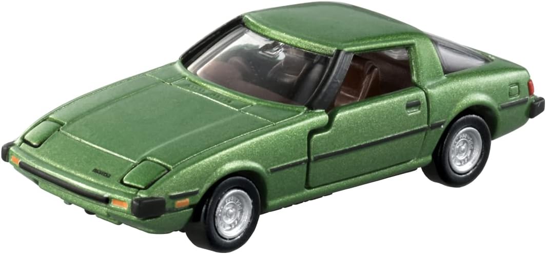 Tomica Premium 29 Mazda Savanna RX-7 SA22C verde metálico, vista lateral delantera