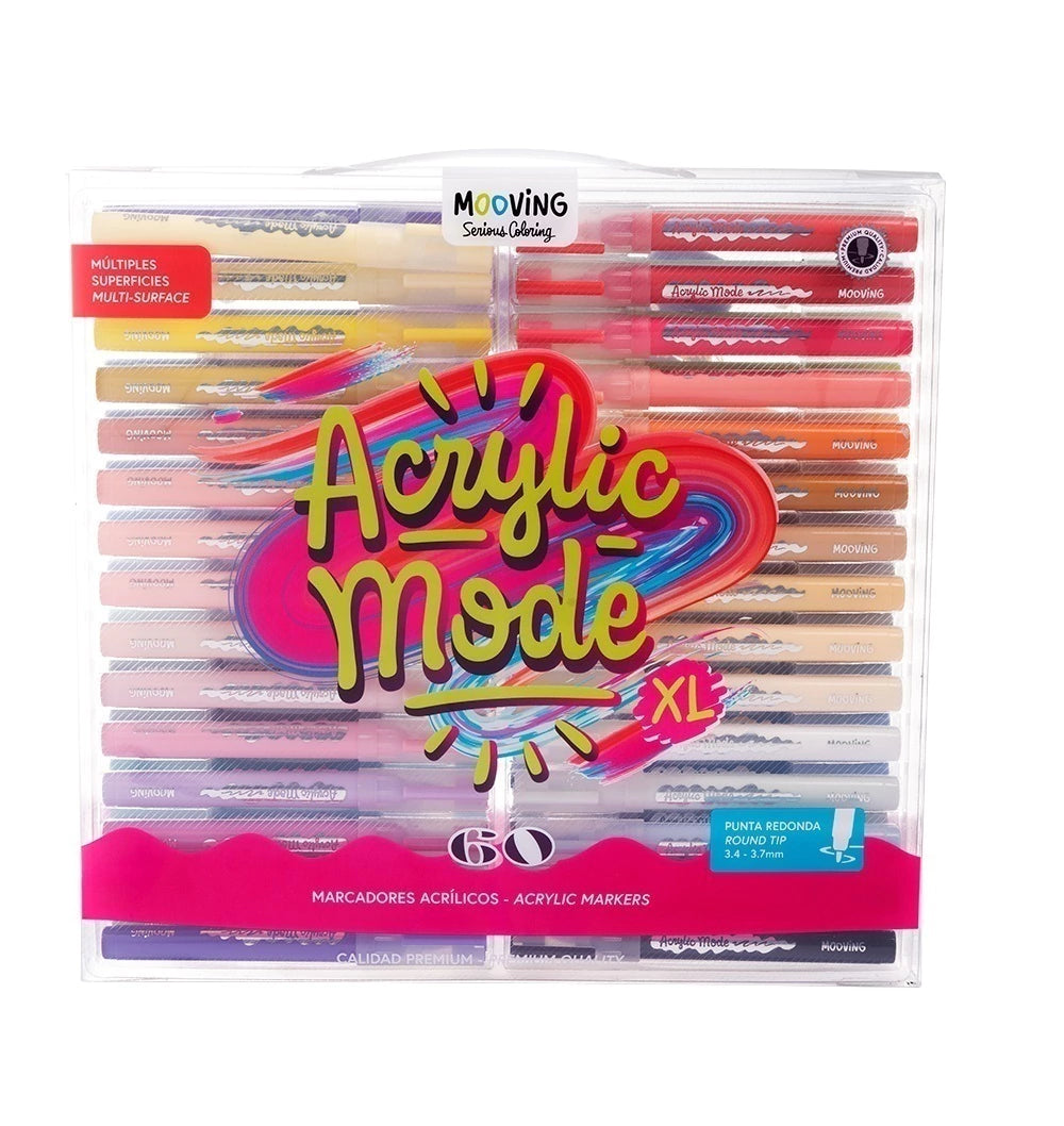 Vista frontal del set Mooving Acrylic Mode 60 colores