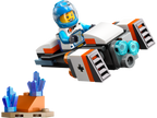 Moto flotante espacial LEGO armada con minifigura astronauta y cristales azules