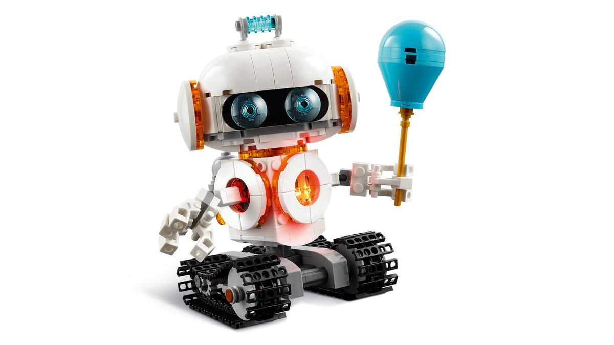 Robot espacial LEGO Creator 31164 armado sobre orugas con globo