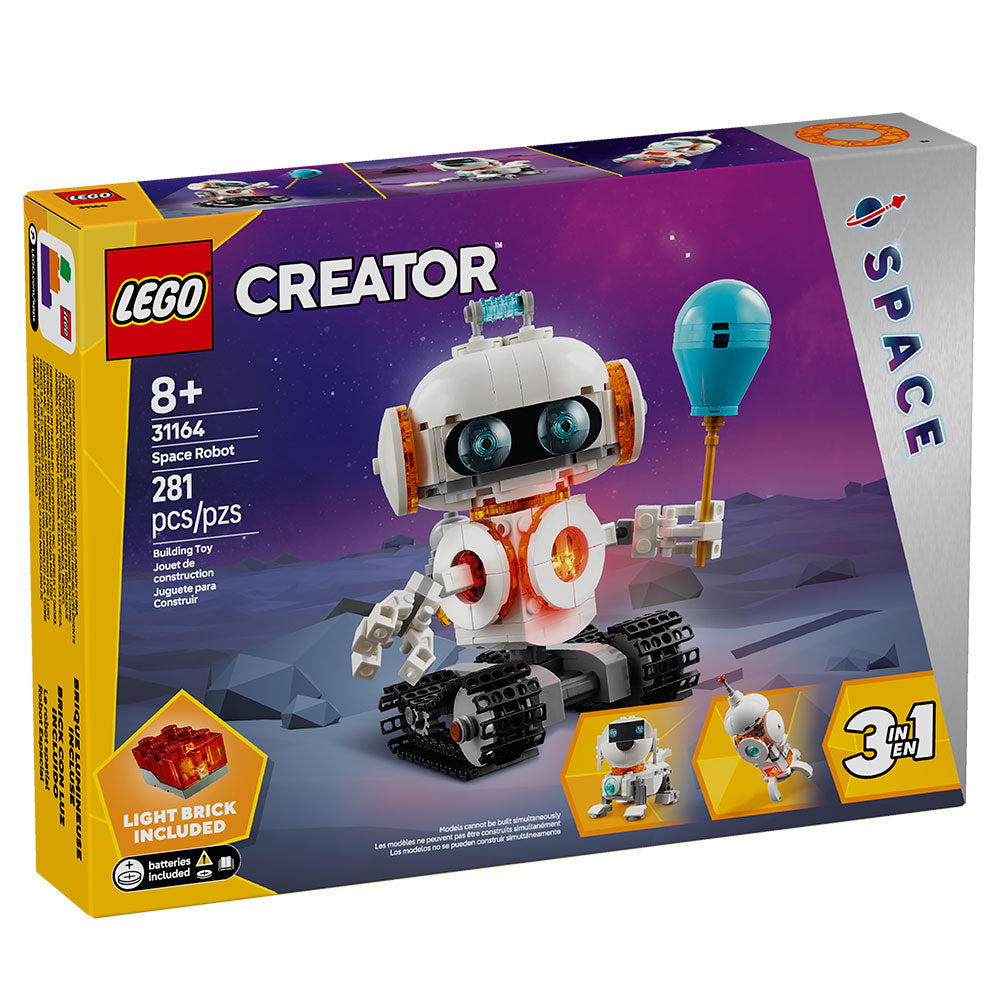 Caja del set LEGO Creator 3 en 1 Robot espacial 31164 de 281 piezas