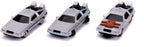 Los 3 DeLorean Time Machine nano de Volver al Futuro I, II y III