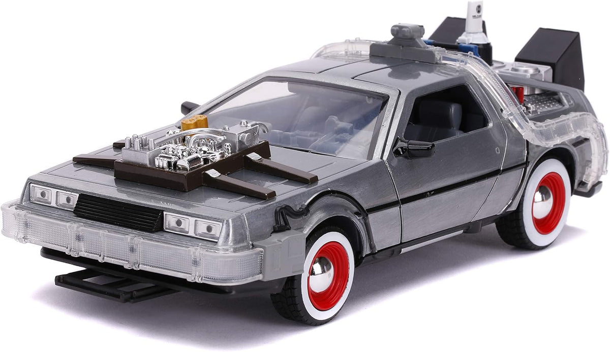 DeLorean máquina del tiempo de Volver al futuro III en vista tres cuartos