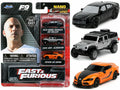 Blíster Jada Nano Hollywood Rides Fast & Furious F9 con Dodge Charger negro, Jeep Gladiator gris y Toyota Supra naranja