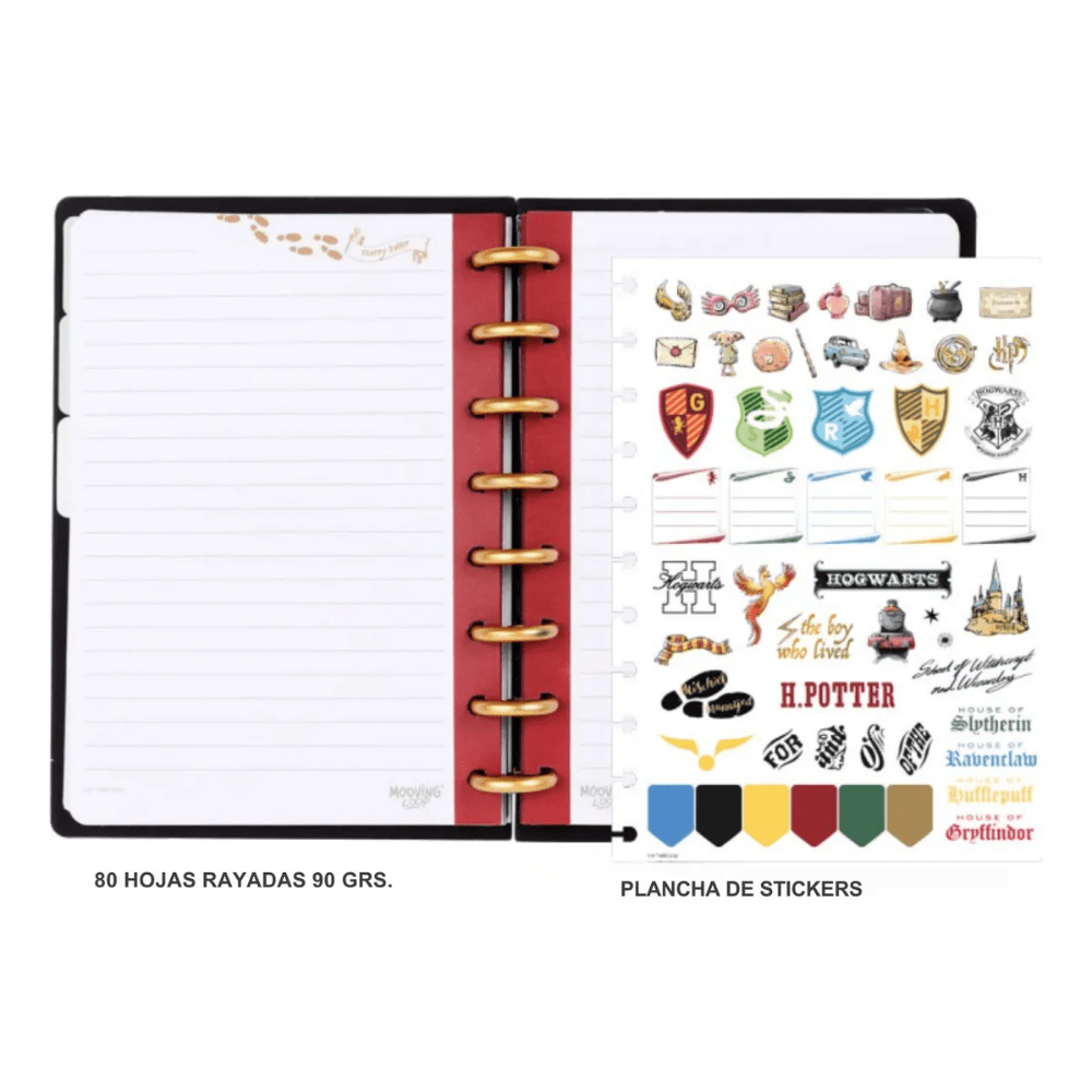 Harry Potter Cuaderno A5 de Discos Mooving Loop con Stencil y Stickers – vista 2