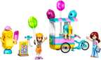 Set LEGO Friends 42692 armado: carrito de helados con globos, minifiguras de Liann y Paisley y mascota de helado