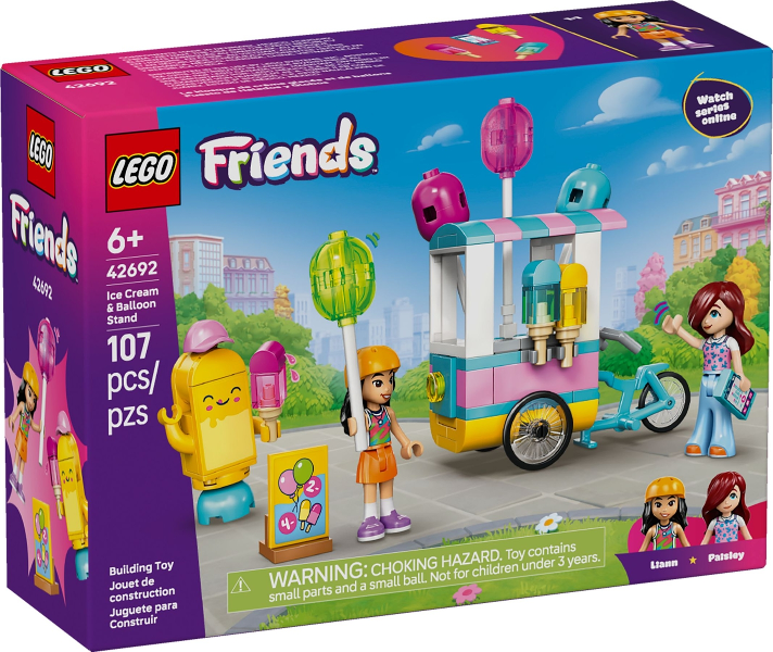 Caja del set LEGO Friends 42692 Puesto de helados y globos, 107 piezas, 6 años o más