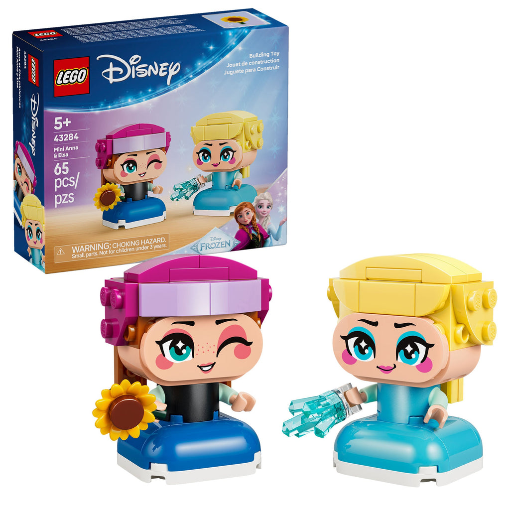 Caja y figuras armadas de LEGO Mini Anna y Elsa