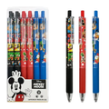 Lápices de tinta gel Mickey Mouse en exhibidor y tres modelos negro, rojo y azul