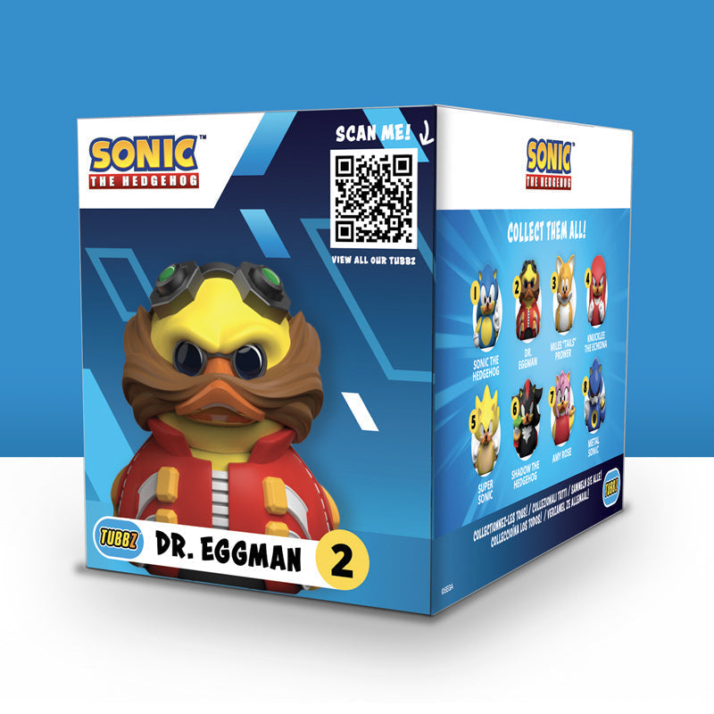Parte trasera de la caja Tubbz Dr. Eggman con la colección de patos Sonic