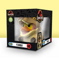 Pato Tubbz T-Rex de Jurassic Park dentro de su caja de exhibición negra
