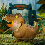 Vista lateral del pato Tubbz T-Rex con su cola de dinosaurio