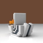 Vista lateral del pato Tubbz Esqueleto de Minecraft con pico naranjo