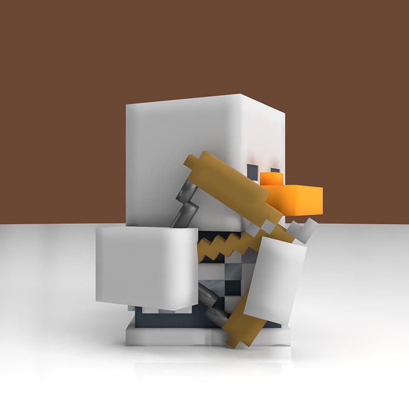 Pato Tubbz Esqueleto de Minecraft en vista de tres cuartos con su arco
