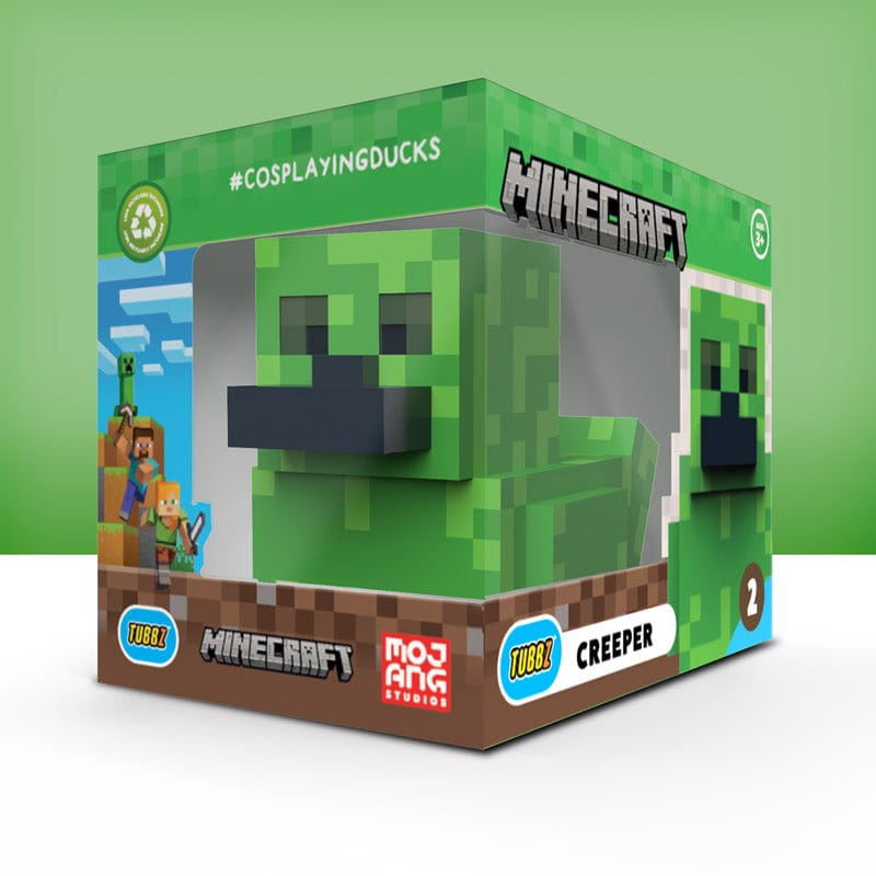 Pato Tubbz Creeper de Minecraft dentro de su caja Boxed Edition