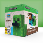 Costado de la caja Tubbz Minecraft Creeper con código QR