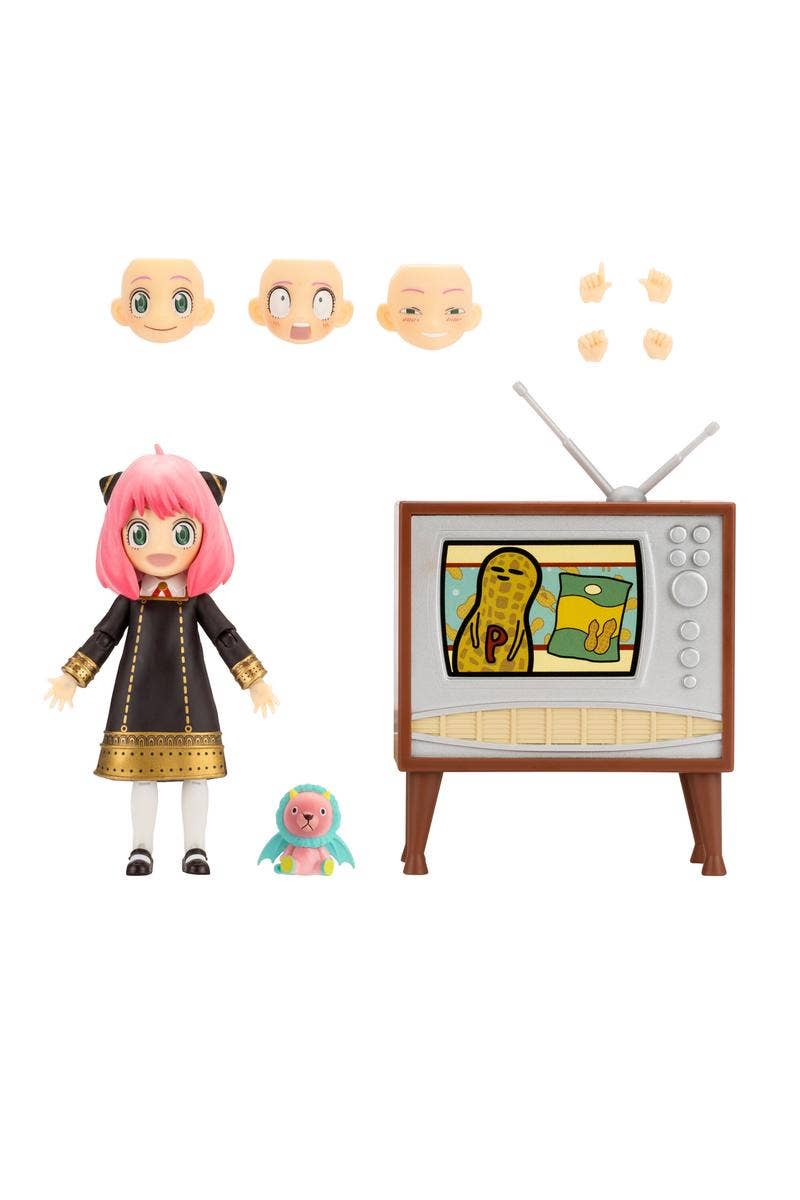 Figura Total Anime de Anya Forger con rostros intercambiables y televisor