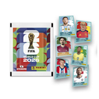 Sobre Panini FIFA World Cup 2026 de 7 stickers junto a láminas de Messi, Lamine Yamal y Haaland