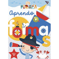 Portada del libro de actividades Little Pirata Aprendo formas, con niño pirata, barco y cangrejo