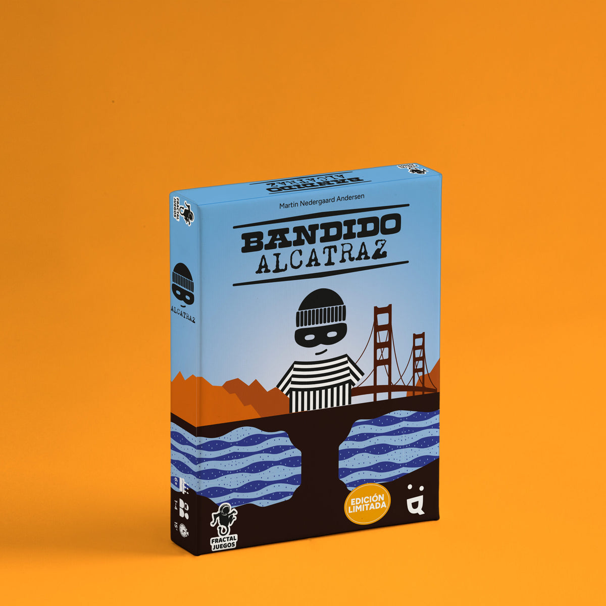 Caja del juego Bandido Alcatraz de Fractal Juegos con el bandido y el puente al fondo