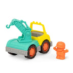 Camión grúa Wonder Wheels amarillo y turquesa con su conductor