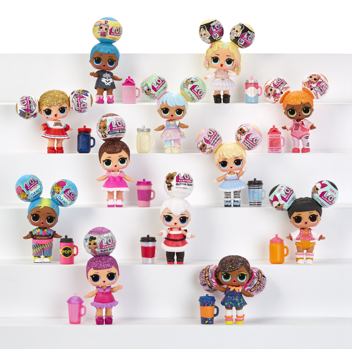 Los 12 personajes de L.O.L. Surprise! Sooo Mini! con sus minibolas y accesorios