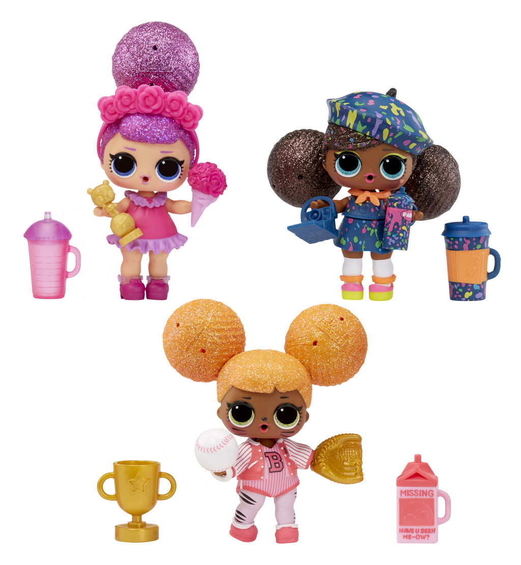 Tres muñecas L.O.L. Surprise! Sooo Mini! con trofeo, vasos y accesorios en miniatura