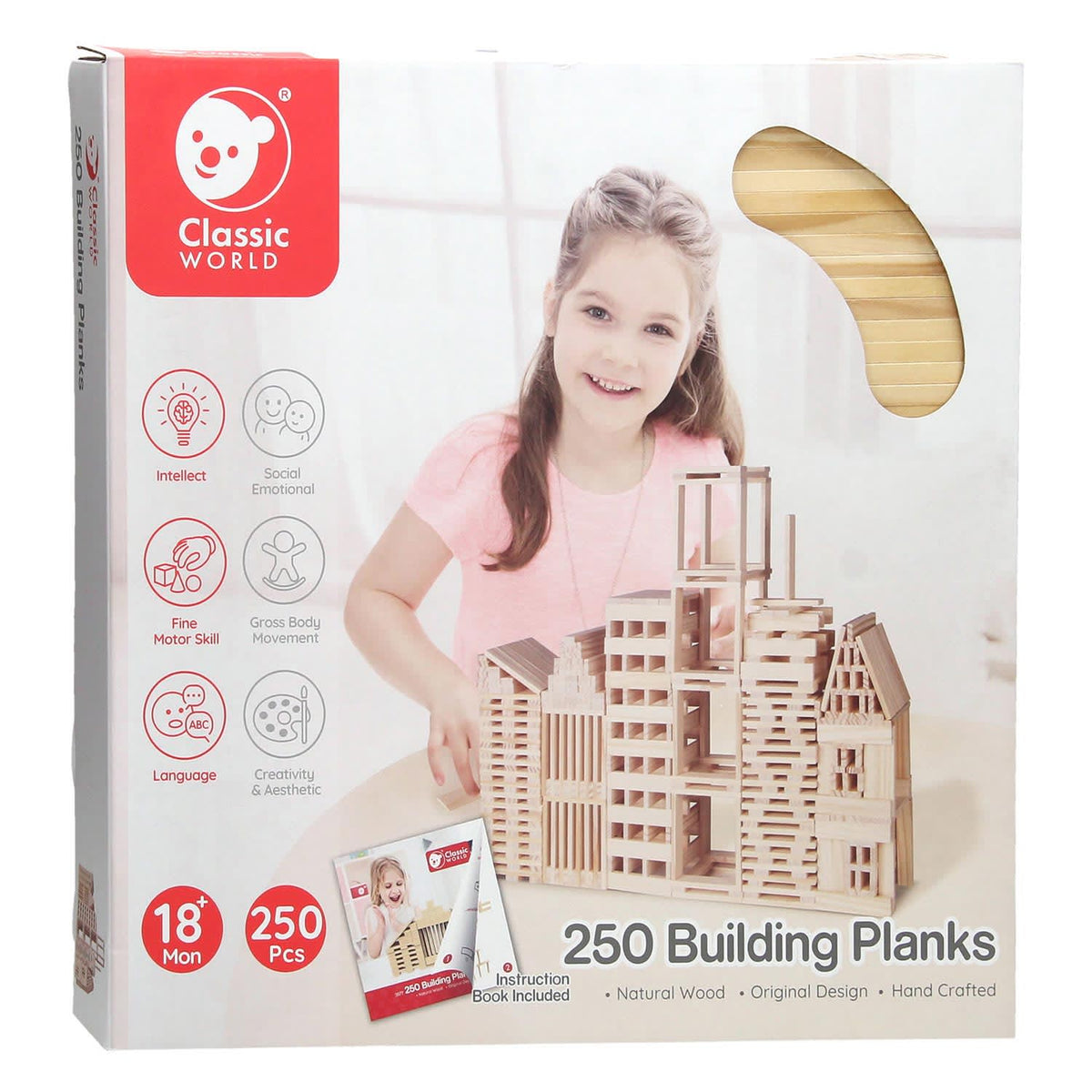 Classic World Set de 250 Tablas de Madera para Construir Smart – vista 2
