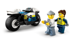 Minifiguras de policía y ladrón LEGO City junto a la moto policial